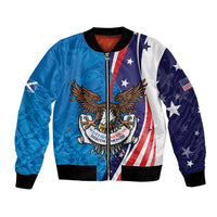 Scottish-American Heritage Month Personalized Bomber Jacket Highland Cow and USA-eagle