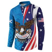 Scottish-American Heritage Month Personalized Button Sweatshirt Highland Cow and USA-eagle