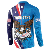 Scottish-American Heritage Month Personalized Button Sweatshirt Highland Cow and USA-eagle