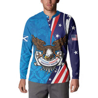 Scottish-American Heritage Month Personalized Button Sweatshirt Highland Cow and USA-eagle