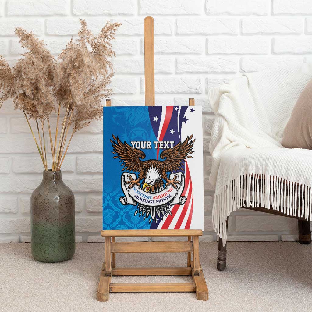 Scottish-American Heritage Month Personalized Canvas Wall Art Highland Cow and USA-eagle