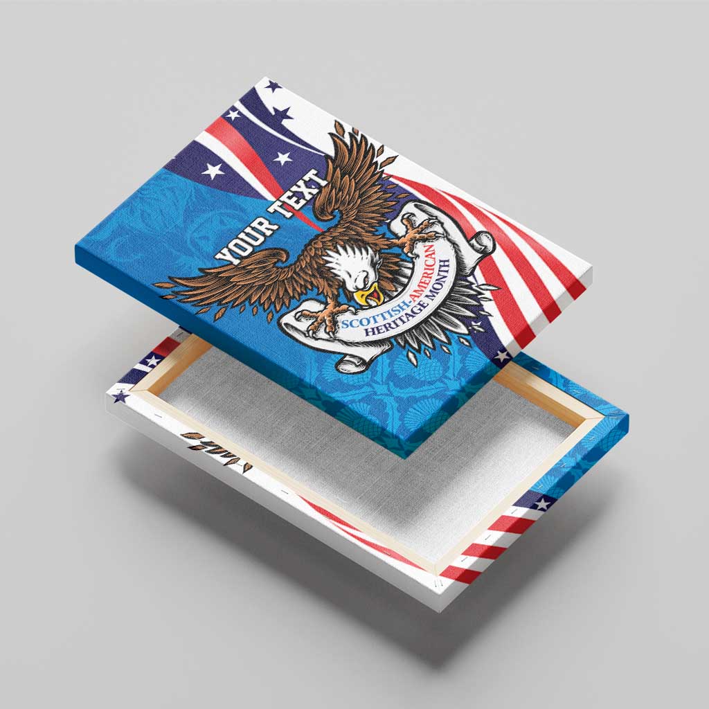 Scottish-American Heritage Month Personalized Canvas Wall Art Highland Cow and USA-eagle