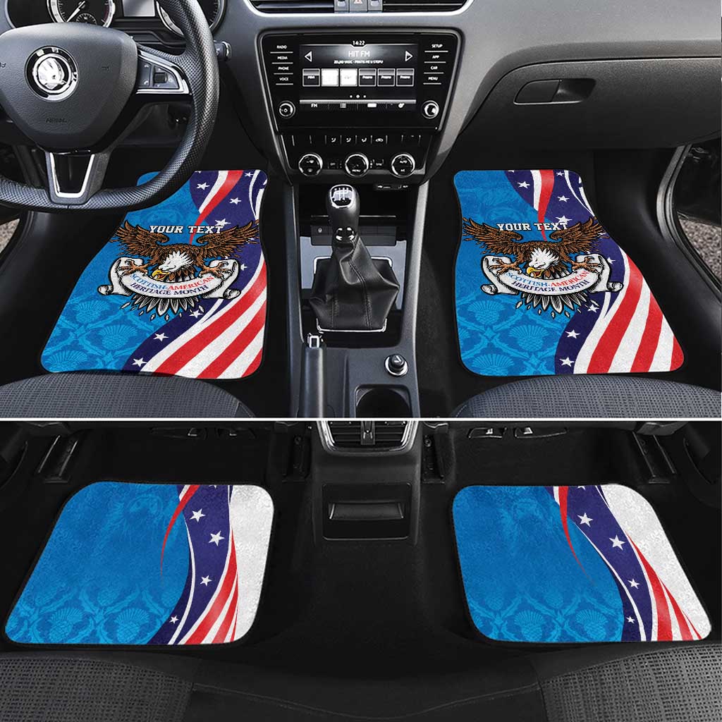 Scottish-American Heritage Month Personalized Car Mats Highland Cow and USA-eagle