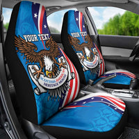Scottish-American Heritage Month Personalized Car Seat Cover Highland Cow and USA-eagle