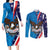 Scottish-American Heritage Month Personalized Couples Matching Long Sleeve Bodycon Dress and Long Sleeve Button Shirt Highland Cow and USA-eagle
