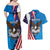 Scottish-American Heritage Month Personalized Couples Matching Off Shoulder Maxi Dress and Hawaiian Shirt Highland Cow and USA-eagle