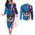 Scottish-American Heritage Month Personalized Couples Matching Off The Shoulder Long Sleeve Dress and Long Sleeve Button Shirt Highland Cow and USA-eagle