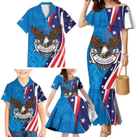 Scottish-American Heritage Month Personalized Family Matching Mermaid Dress and Hawaiian Shirt Highland Cow and USA-eagle