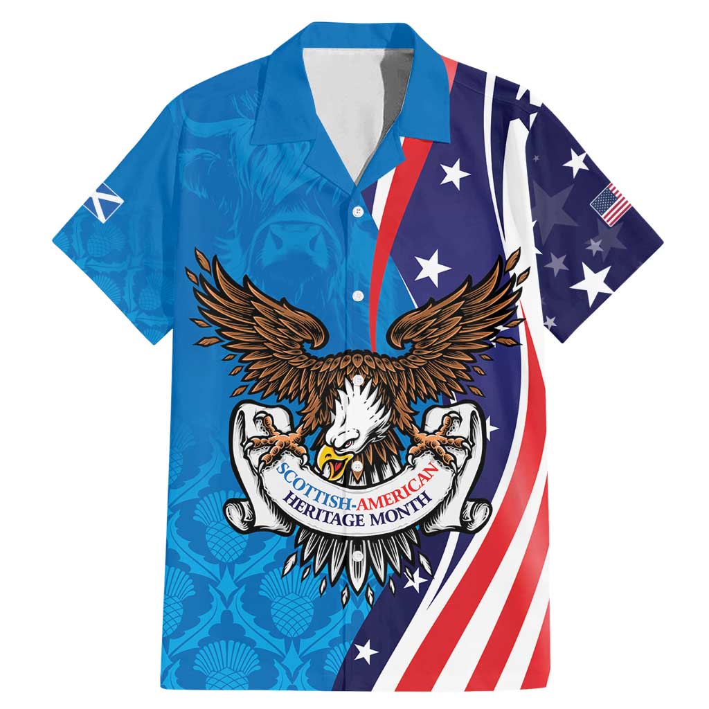 Scottish-American Heritage Month Personalized Family Matching Mermaid Dress and Hawaiian Shirt Highland Cow and USA-eagle