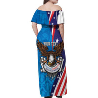 Scottish-American Heritage Month Personalized Family Matching Off Shoulder Maxi Dress and Hawaiian Shirt Highland Cow and USA-eagle