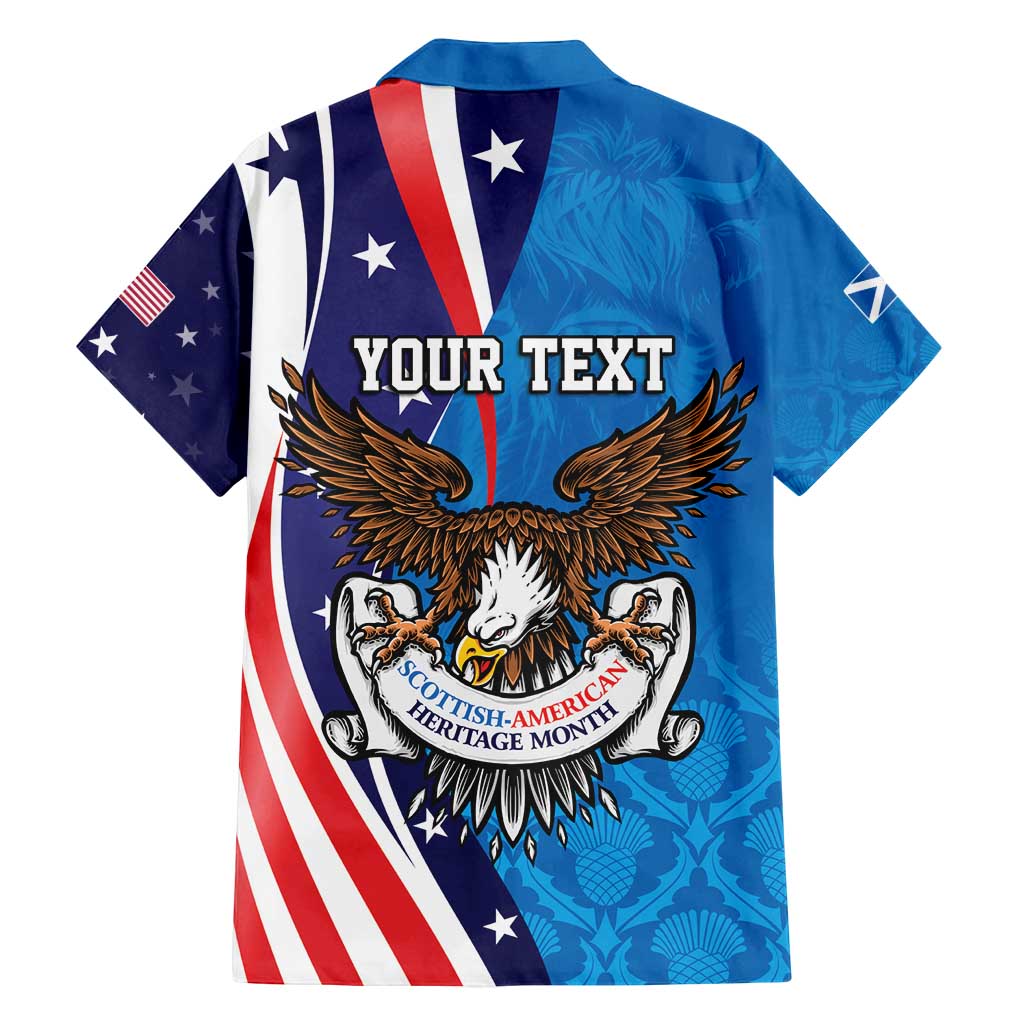 Scottish-American Heritage Month Personalized Family Matching Off Shoulder Short Dress and Hawaiian Shirt Highland Cow and USA-eagle