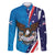 Scottish-American Heritage Month Personalized Family Matching Off Shoulder Short Dress and Hawaiian Shirt Highland Cow and USA-eagle
