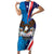 Scottish-American Heritage Month Personalized Family Matching Short Sleeve Bodycon Dress and Hawaiian Shirt Highland Cow and USA-eagle