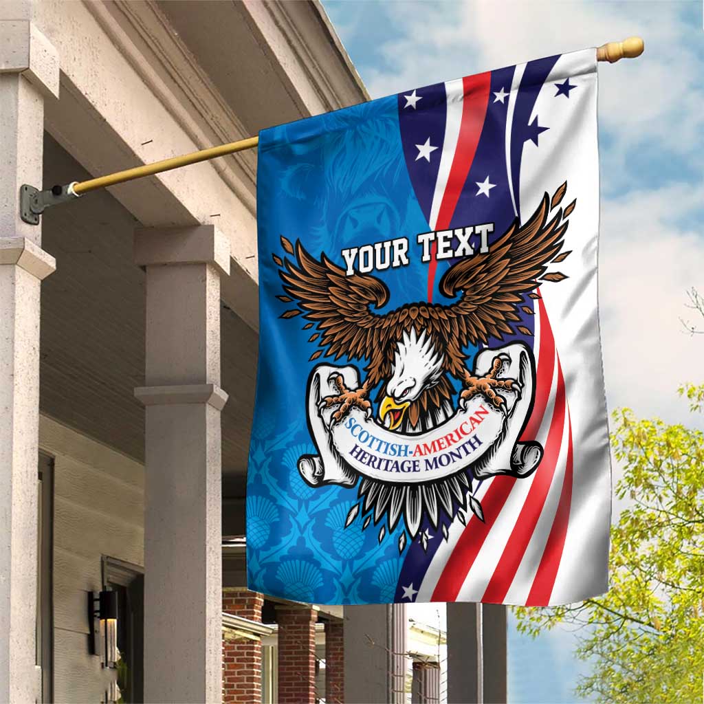 Scottish-American Heritage Month Personalized Garden Flag Highland Cow and USA-eagle