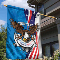 Scottish-American Heritage Month Personalized Garden Flag Highland Cow and USA-eagle