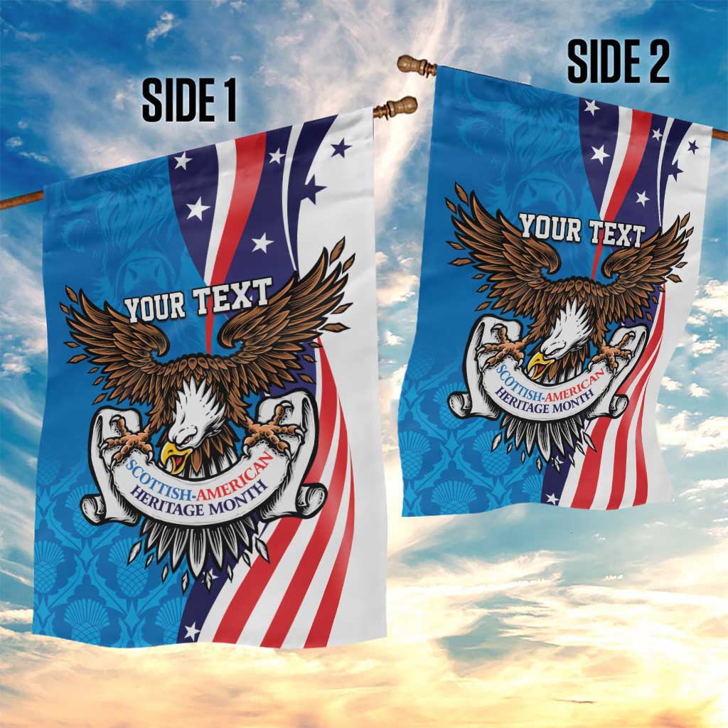 Scottish-American Heritage Month Personalized Garden Flag Highland Cow and USA-eagle