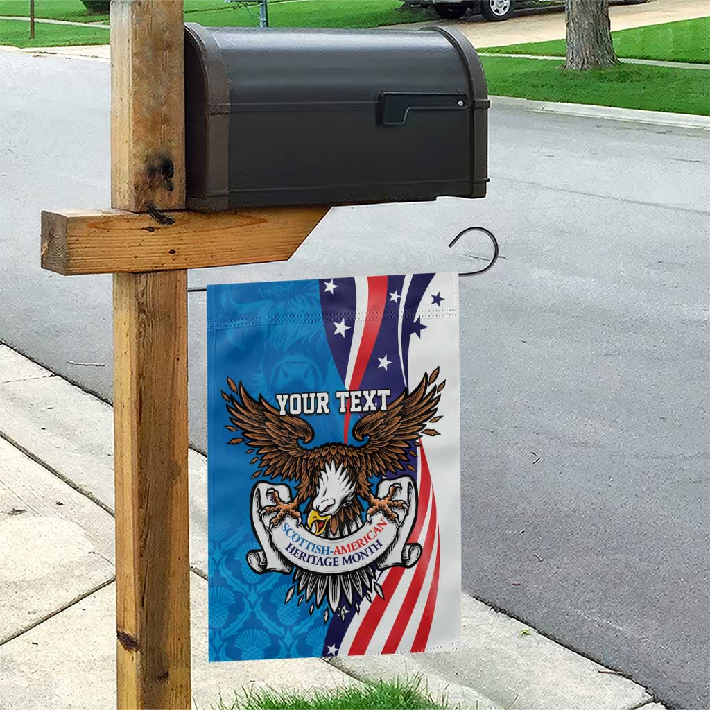 Scottish-American Heritage Month Personalized Garden Flag Highland Cow and USA-eagle