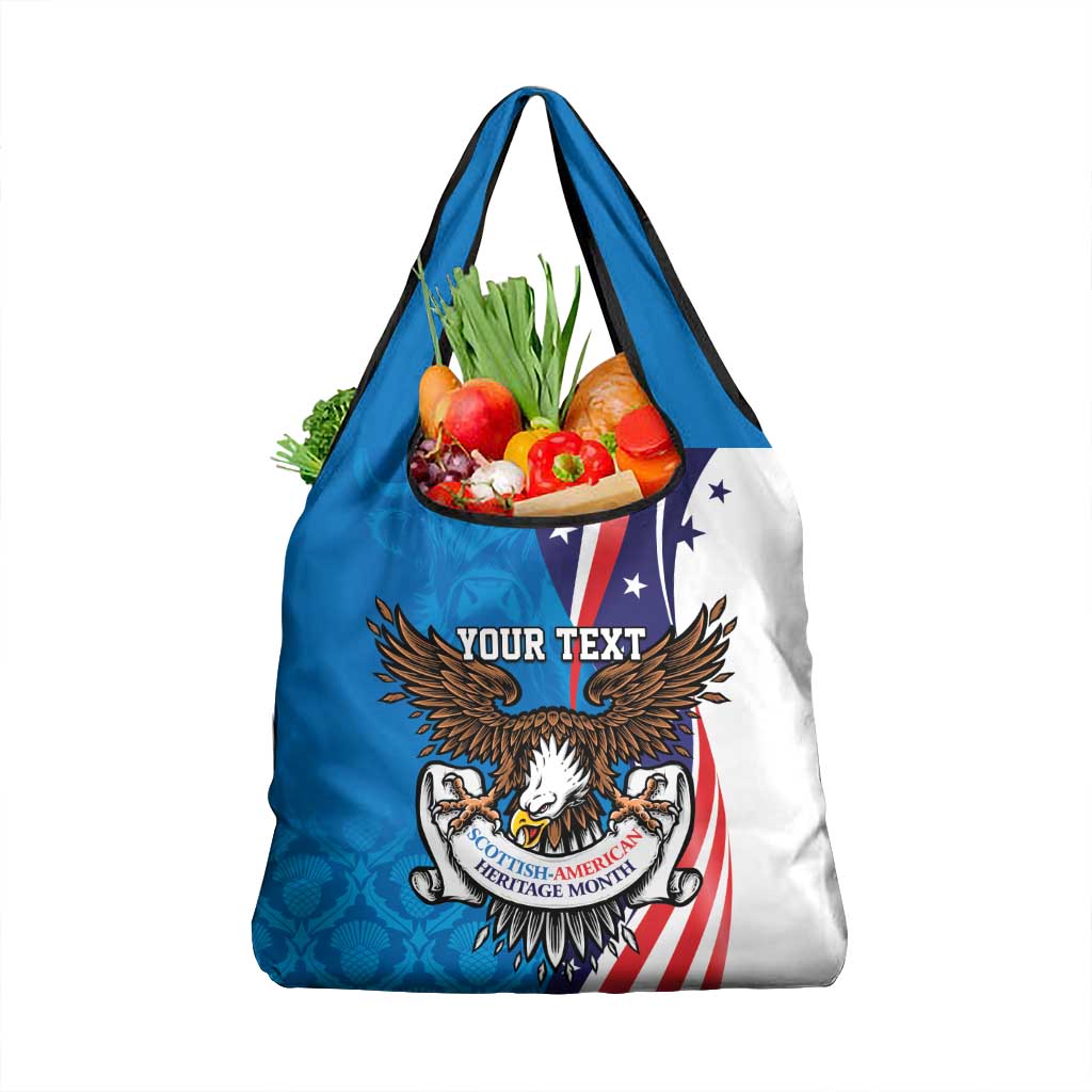 Scottish-American Heritage Month Personalized Grocery Bag Highland Cow and USA-eagle