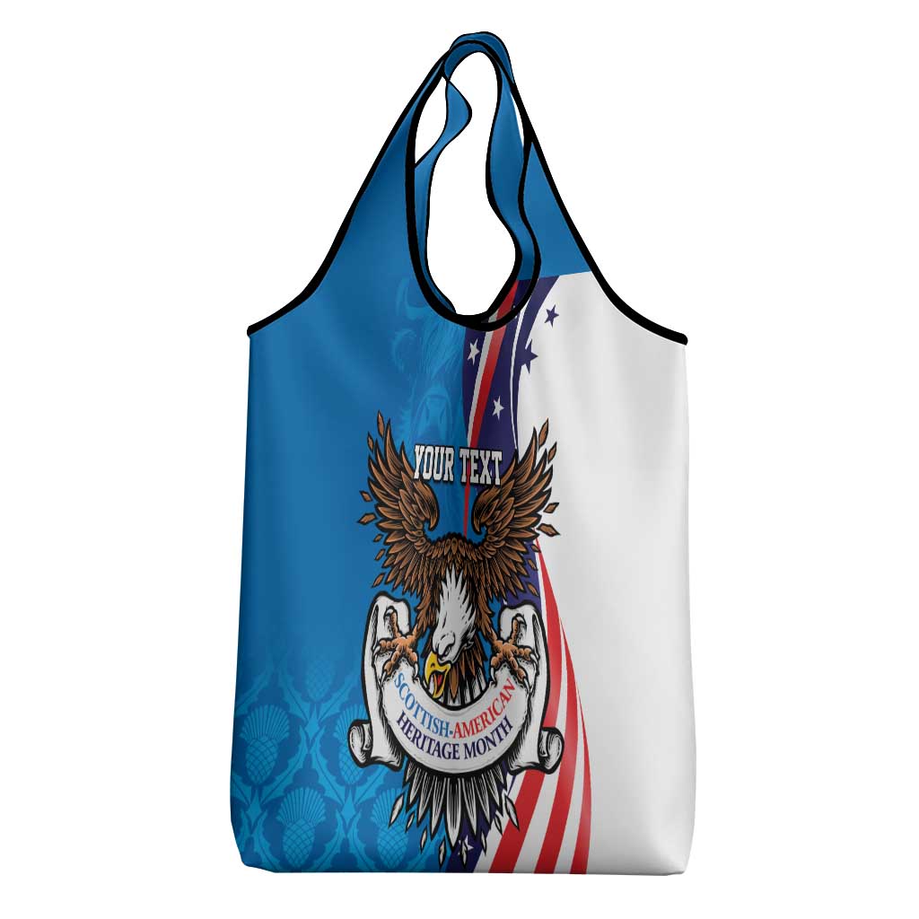 Scottish-American Heritage Month Personalized Grocery Bag Highland Cow and USA-eagle