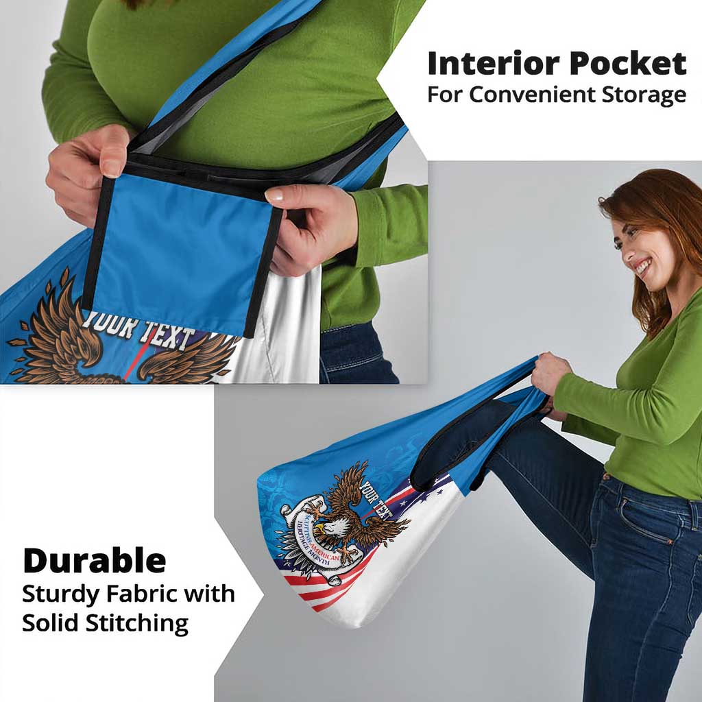 Scottish-American Heritage Month Personalized Grocery Bag Highland Cow and USA-eagle