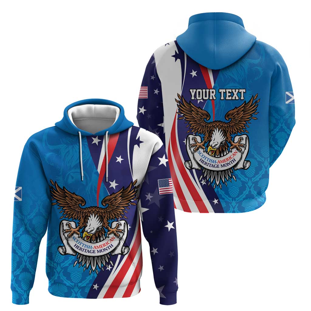 Scottish-American Heritage Month Personalized Hoodie Highland Cow and USA-eagle