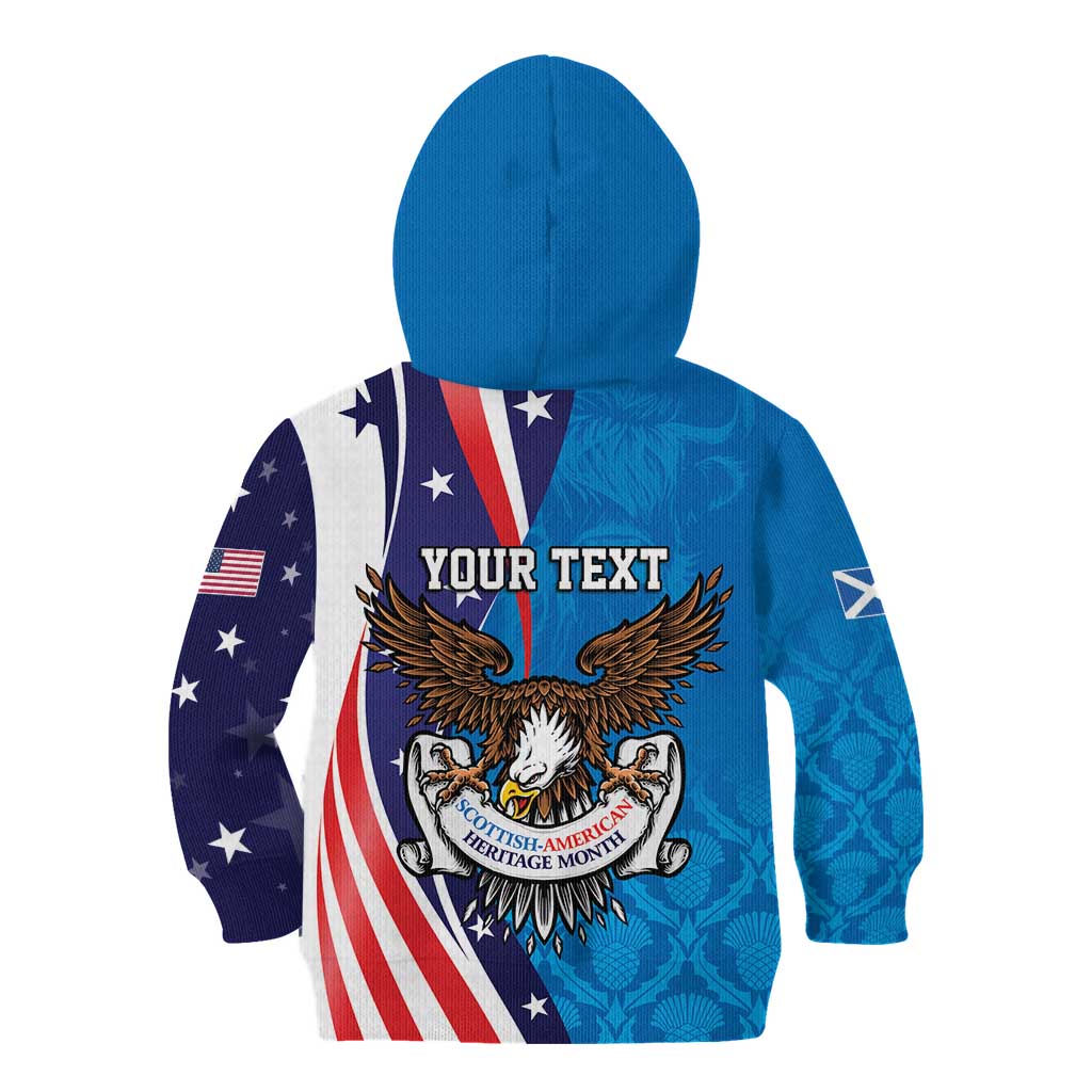 Scottish-American Heritage Month Personalized Kid Hoodie Highland Cow and USA-eagle