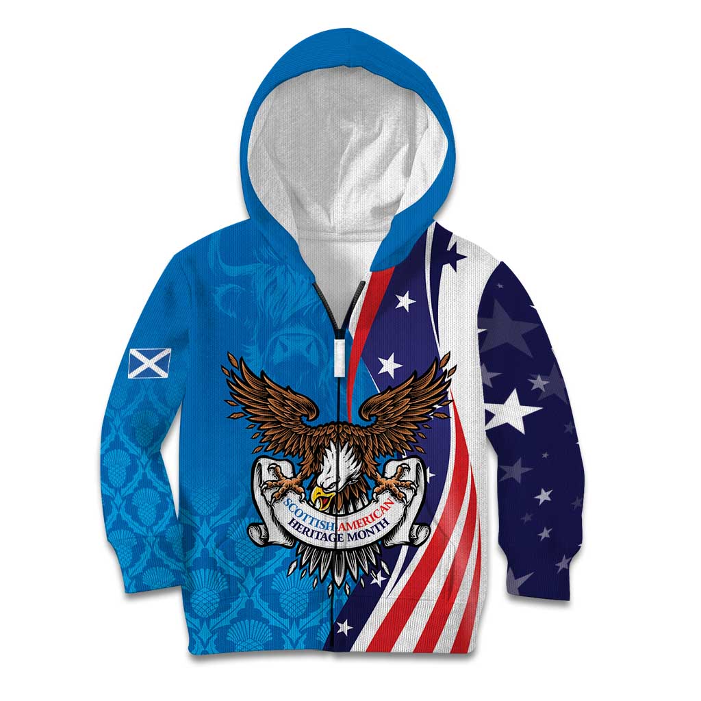 Scottish-American Heritage Month Personalized Kid Hoodie Highland Cow and USA-eagle