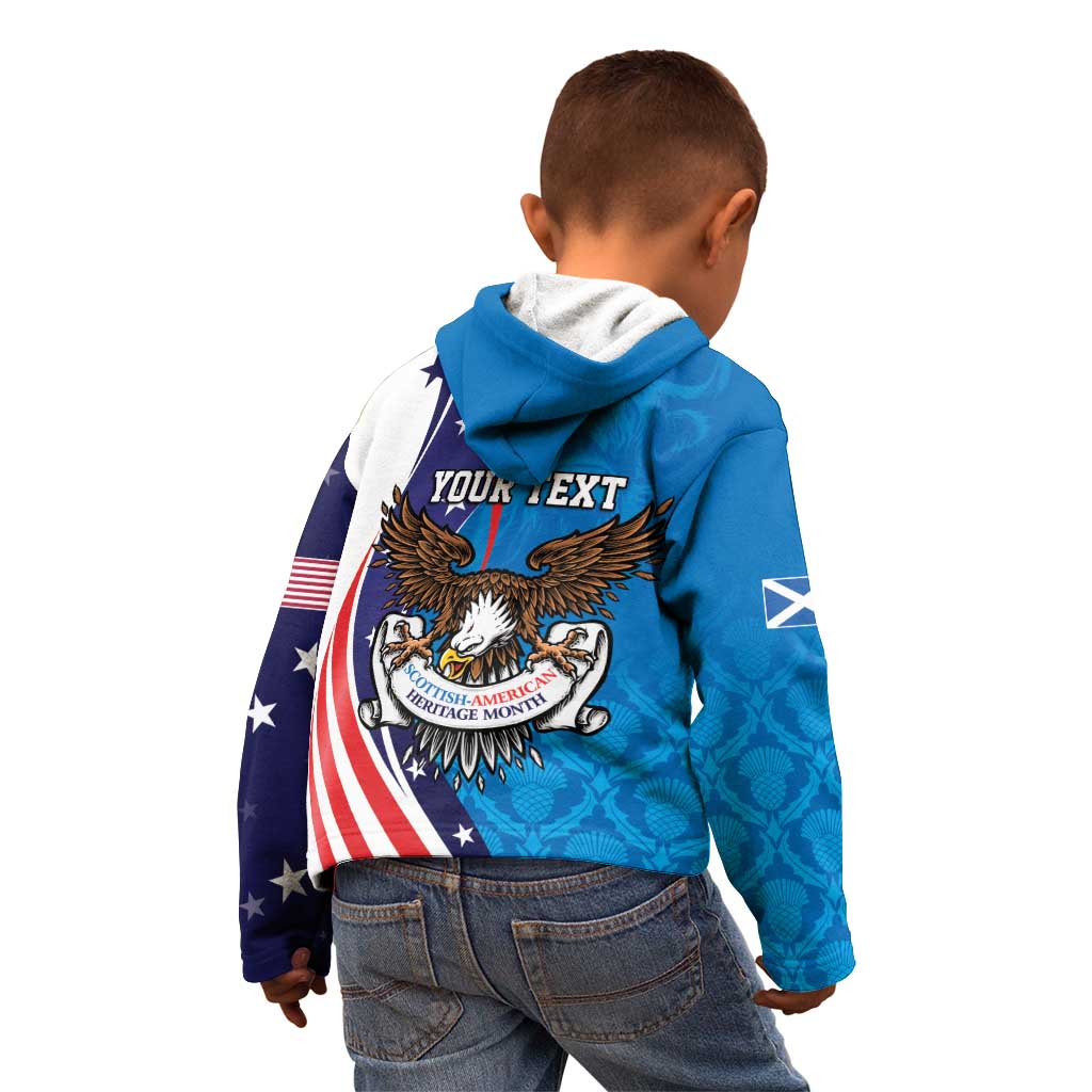 Scottish-American Heritage Month Personalized Kid Hoodie Highland Cow and USA-eagle