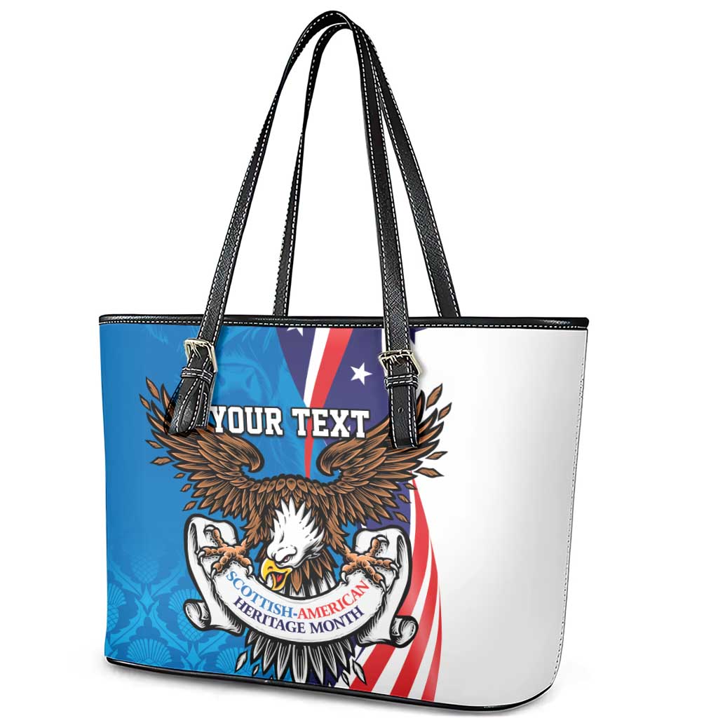 Scottish-American Heritage Month Personalized Leather Tote Bag Highland Cow and USA-eagle