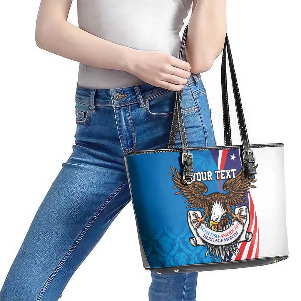 Scottish-American Heritage Month Personalized Leather Tote Bag Highland Cow and USA-eagle