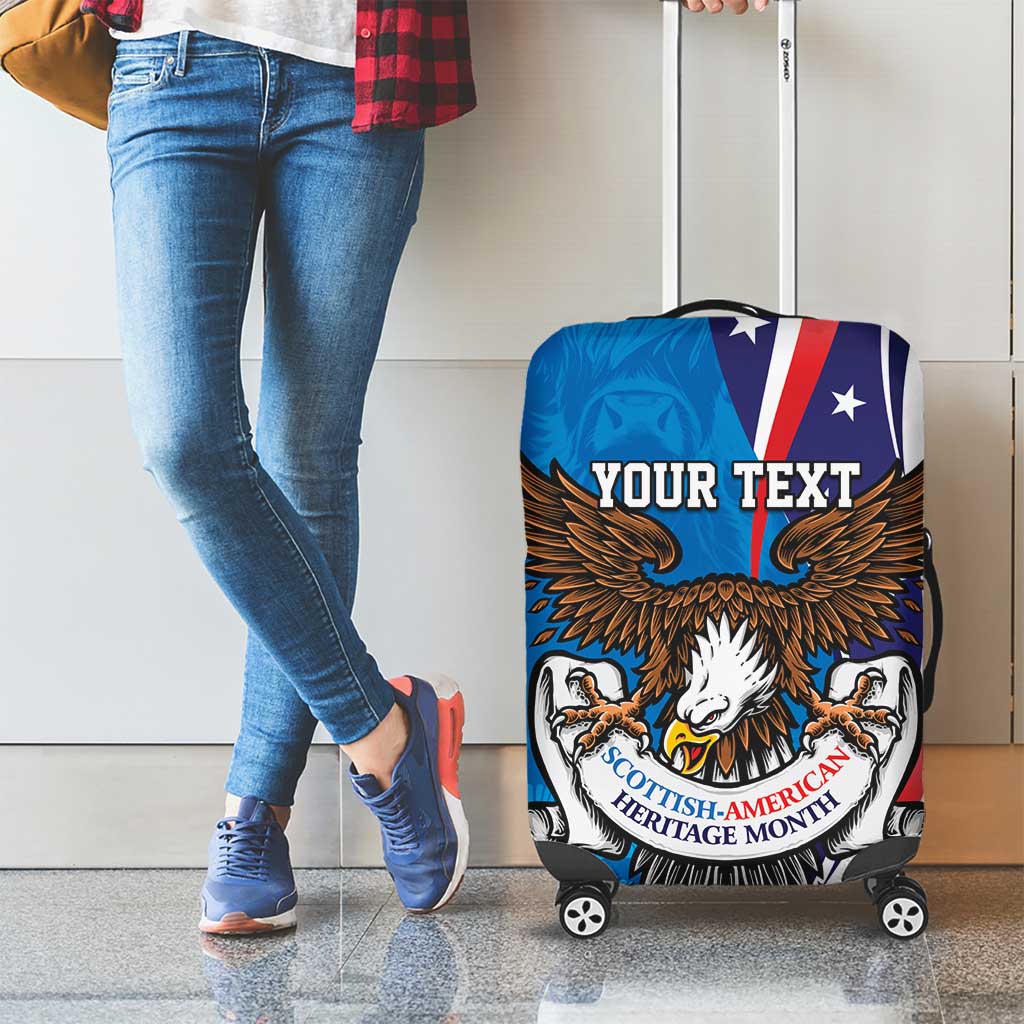 Scottish-American Heritage Month Personalized Luggage Cover Highland Cow and USA-eagle