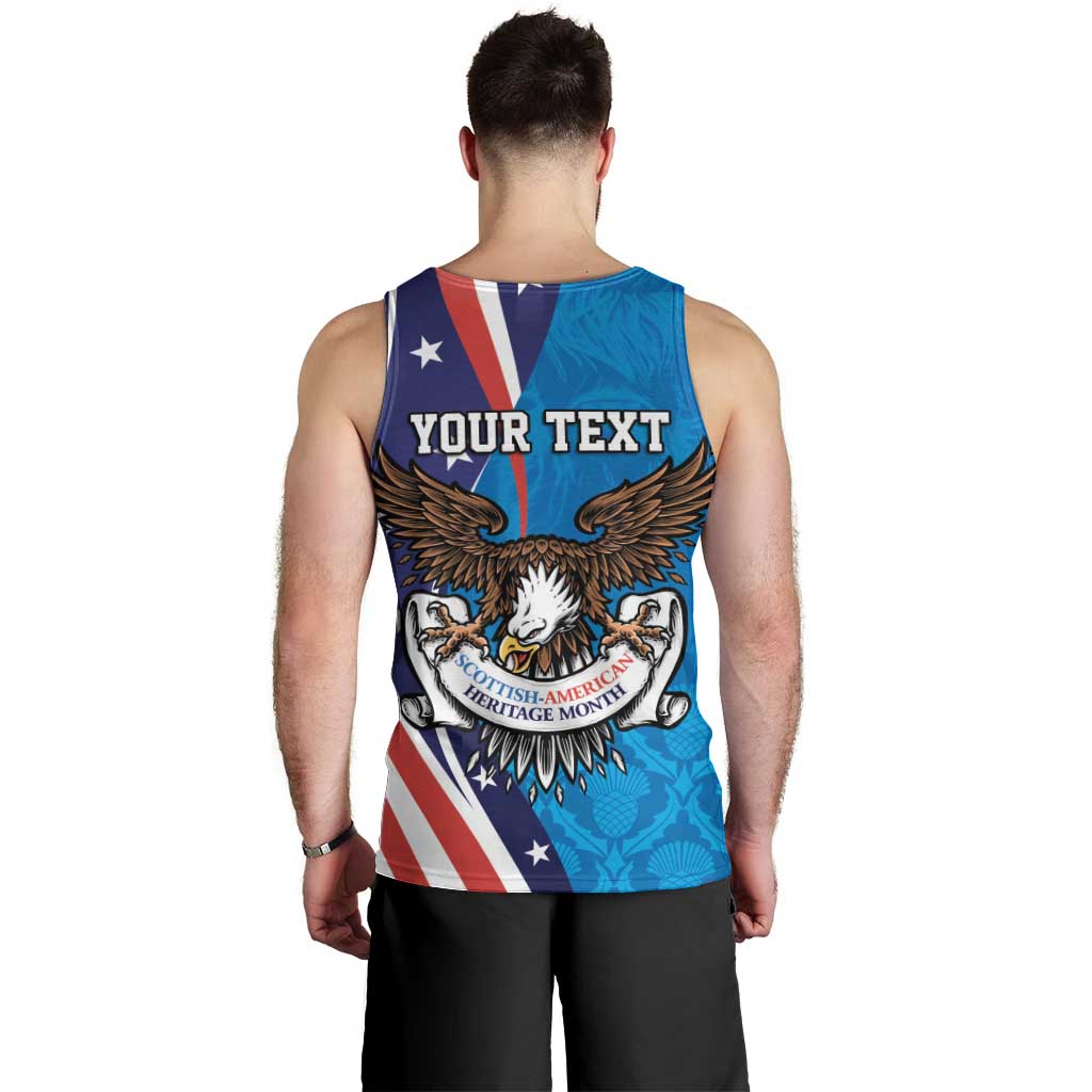 Scottish-American Heritage Month Personalized Men Tank Top Highland Cow and USA-eagle