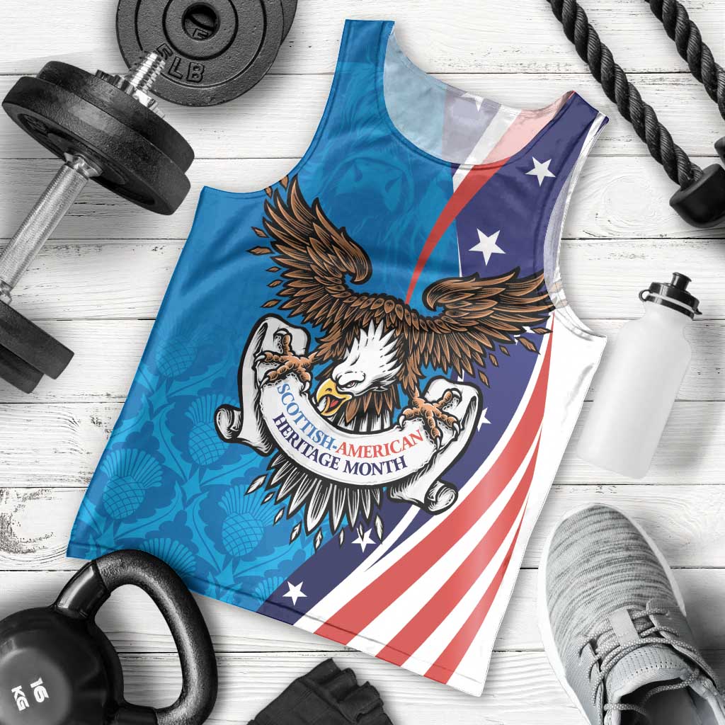 Scottish-American Heritage Month Personalized Men Tank Top Highland Cow and USA-eagle
