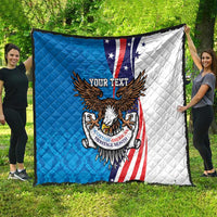 Scottish-American Heritage Month Personalized Quilt Highland Cow and USA-eagle