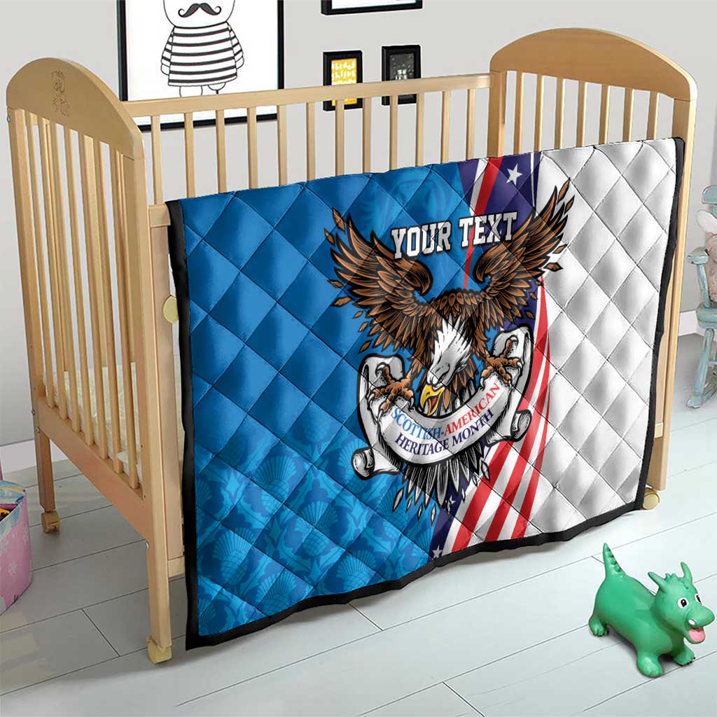 Scottish-American Heritage Month Personalized Quilt Highland Cow and USA-eagle