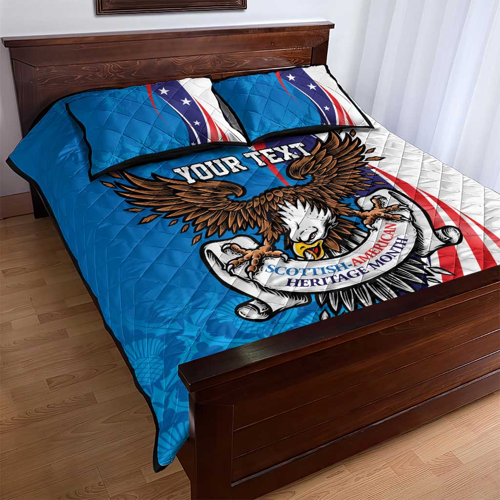 Scottish-American Heritage Month Personalized Quilt Bed Set Highland Cow and USA-eagle