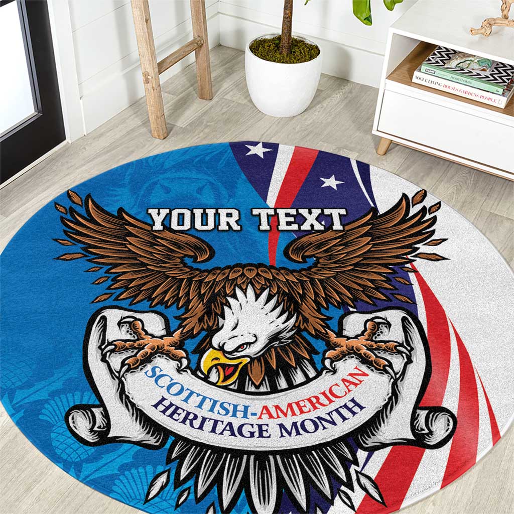 Scottish-American Heritage Month Personalized Round Carpet Highland Cow and USA-eagle
