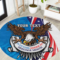 Scottish-American Heritage Month Personalized Round Carpet Highland Cow and USA-eagle