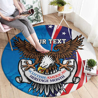 Scottish-American Heritage Month Personalized Round Carpet Highland Cow and USA-eagle