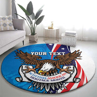 Scottish-American Heritage Month Personalized Round Carpet Highland Cow and USA-eagle
