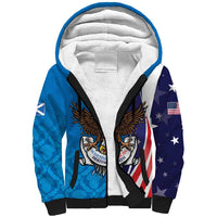 Scottish-American Heritage Month Personalized Sherpa Hoodie Highland Cow and USA-eagle