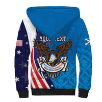 Scottish-American Heritage Month Personalized Sherpa Hoodie Highland Cow and USA-eagle