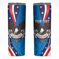 Scottish-American Heritage Month Personalized Skinny Tumbler Highland Cow and USA-eagle