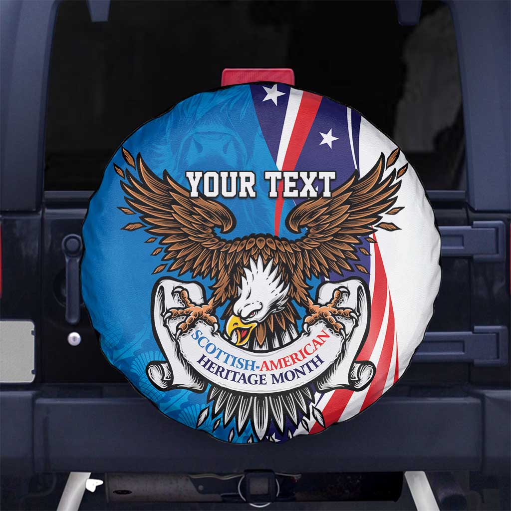 Scottish-American Heritage Month Personalized Spare Tire Cover Highland Cow and USA-eagle