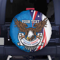 Scottish-American Heritage Month Personalized Spare Tire Cover Highland Cow and USA-eagle