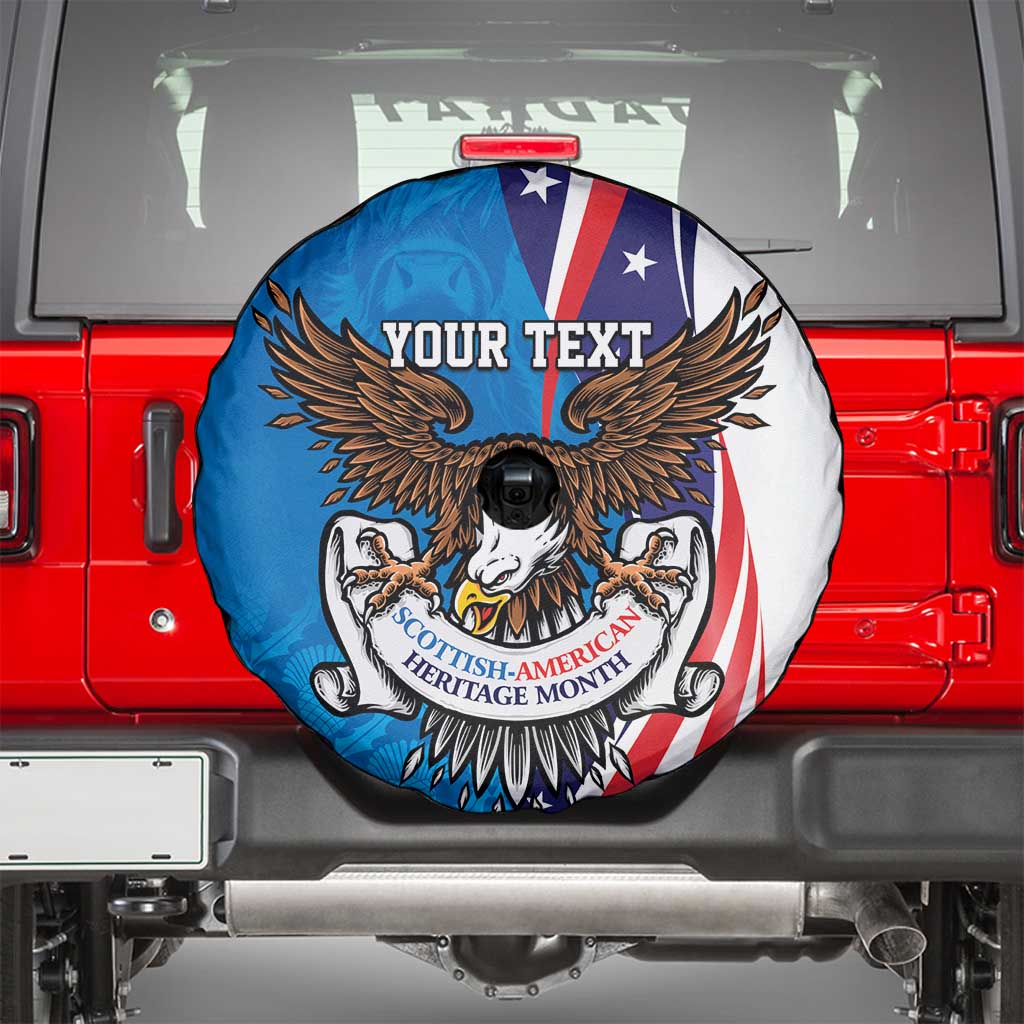 Scottish-American Heritage Month Personalized Spare Tire Cover Highland Cow and USA-eagle