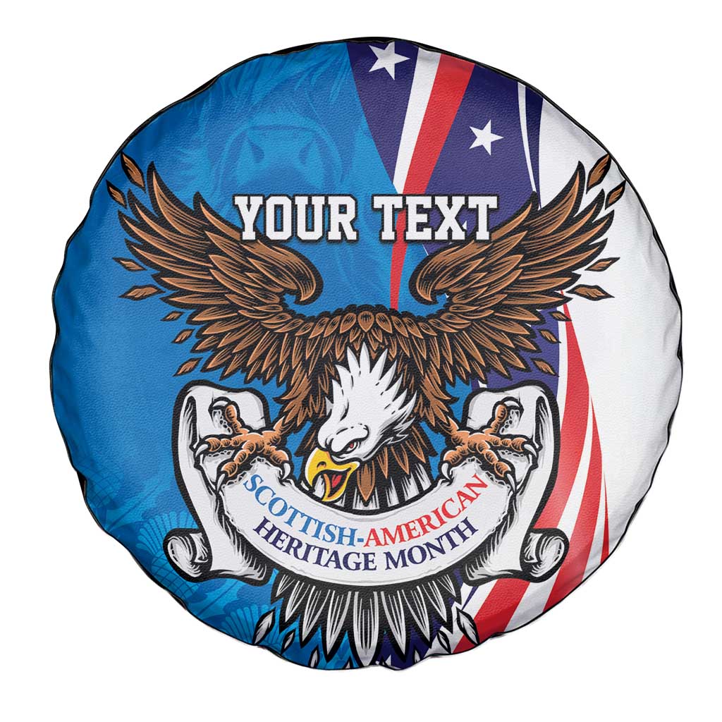 Scottish-American Heritage Month Personalized Spare Tire Cover Highland Cow and USA-eagle