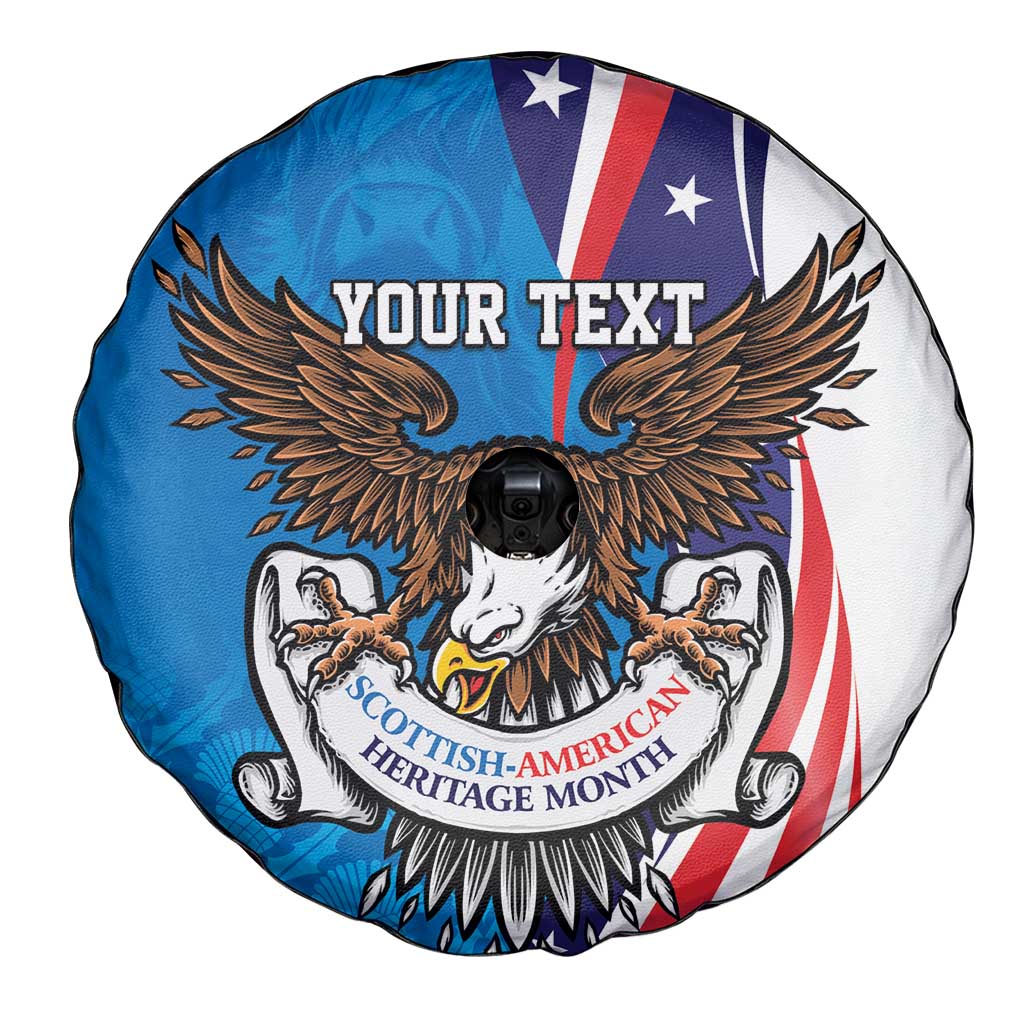 Scottish-American Heritage Month Personalized Spare Tire Cover Highland Cow and USA-eagle