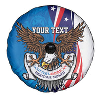 Scottish-American Heritage Month Personalized Spare Tire Cover Highland Cow and USA-eagle