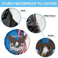 Scottish-American Heritage Month Personalized Spare Tire Cover Highland Cow and USA-eagle